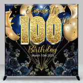 Lofaris Blue Rose Balloon Custom Name 100th Birthday Backdrop